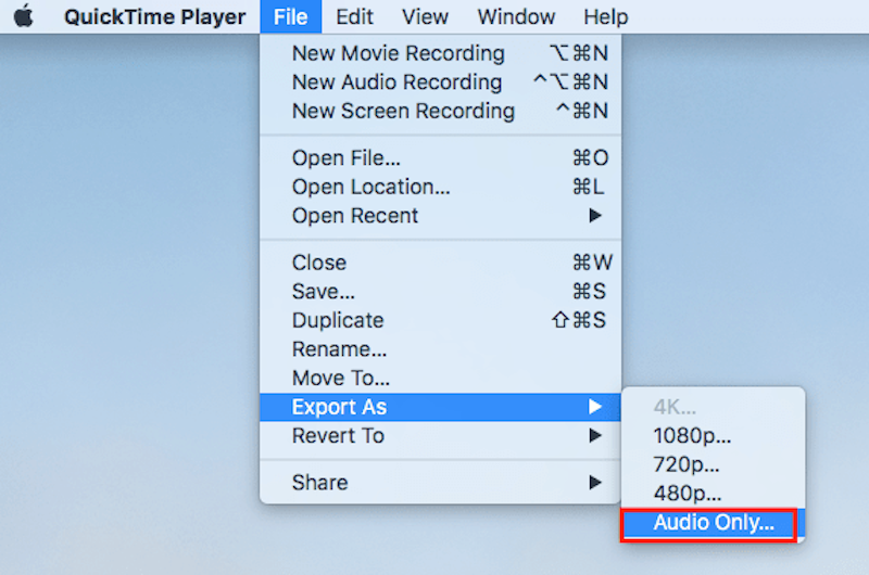 Извлечь аудио из видео с помощью QuickTime Player